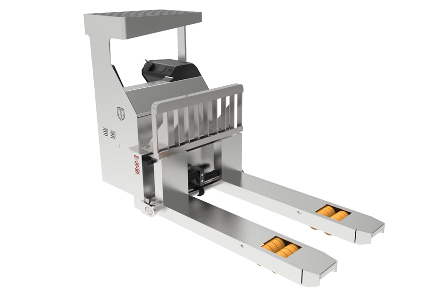 stainless steel pallet truck seated